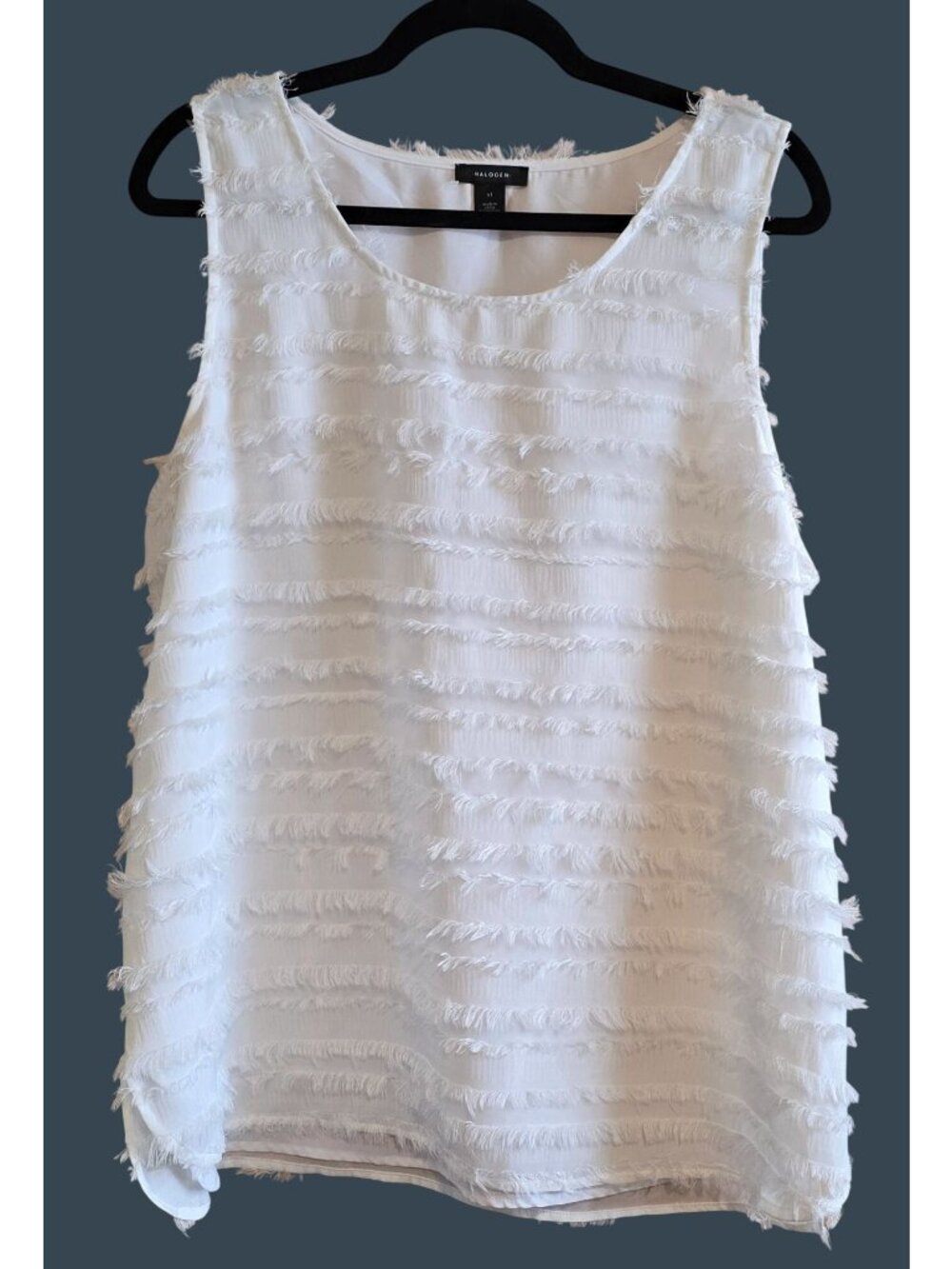 White Fringe Textured Sleeveless Top preppy boho nautical beach laganlook
